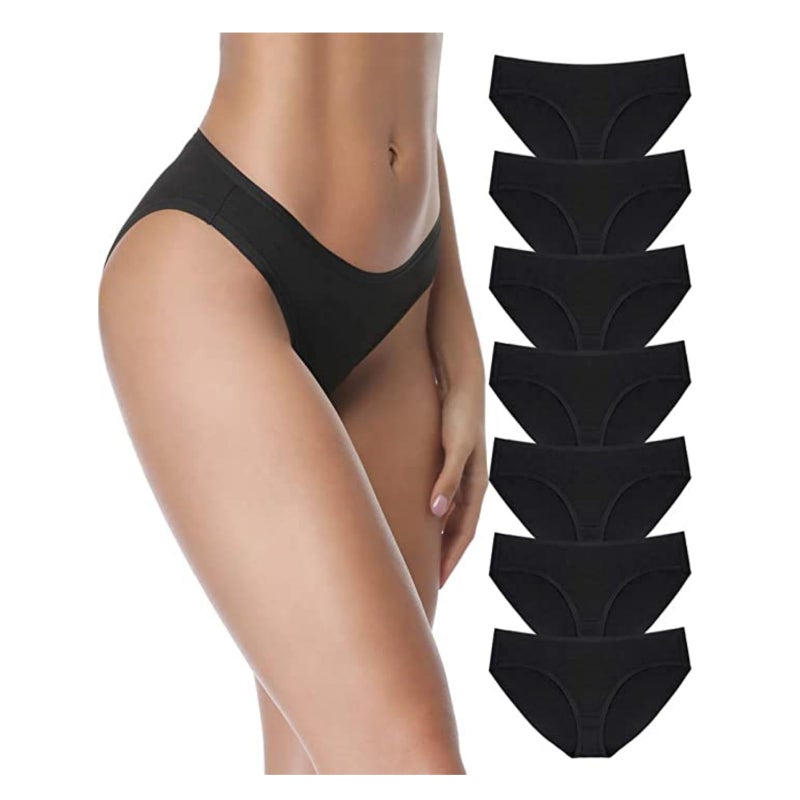 SIMIYA 7 Pack Womens Underwear Comfort Breathable Bikini Panties,Large Black - Image 1